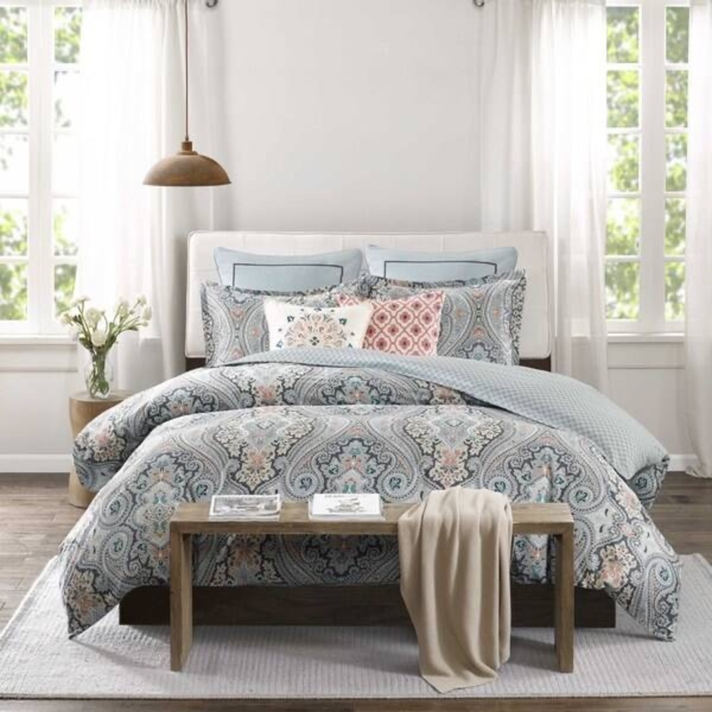 Echo Design™ Sterling Deep Green Cotton Sateen Printed Duvet Set